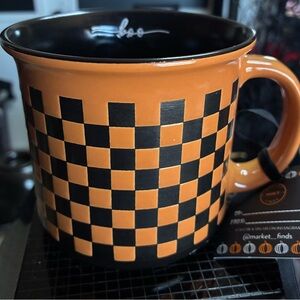Orange and Black Checkered Mug